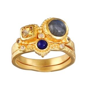 Vibrant Beauty Cluster Gemstone Ring Set, Satya